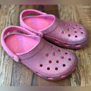 CROCS Glittery Pink Kids Sandals size J5